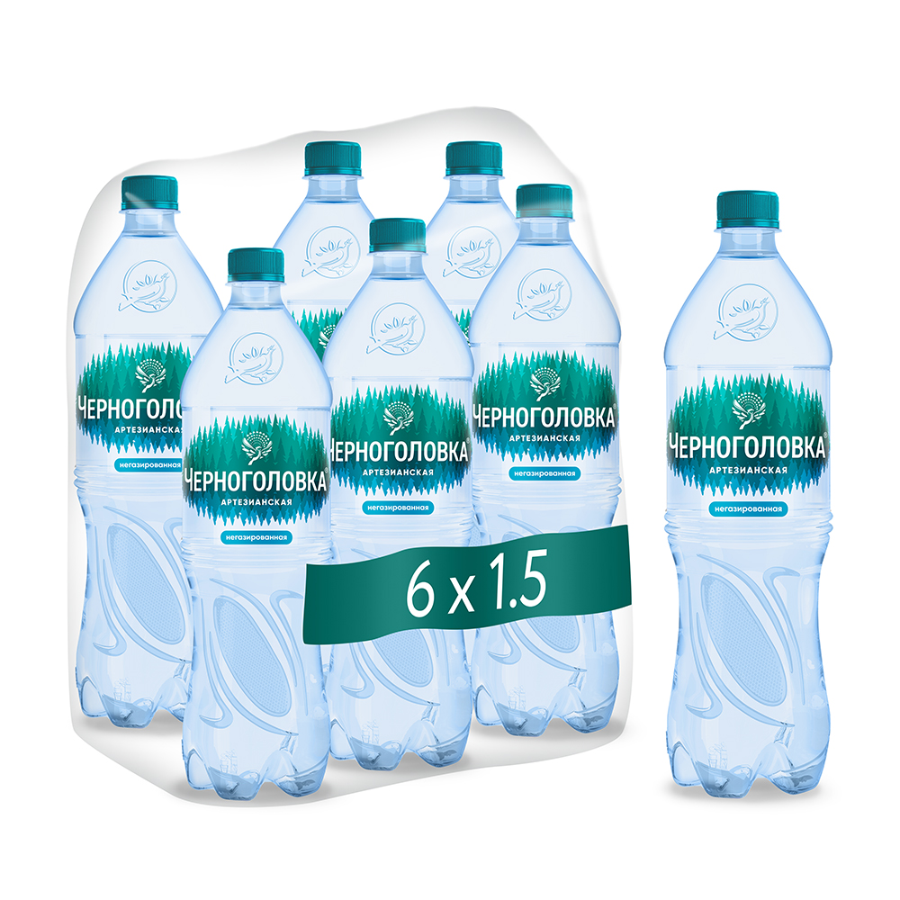  Вода питьевая артезианская ЧЕРНОГОЛОВКА 1,5 л, без газа, ПЭТ 1,5 литра